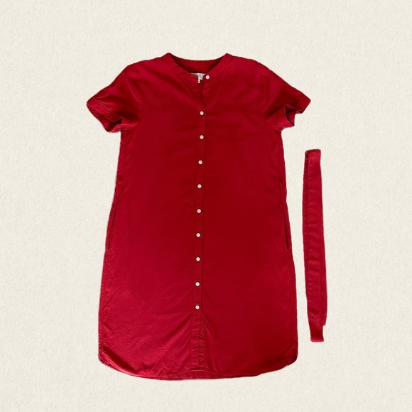 LOFT Dresses & Skirts - Loft Casual Red Short Sleeve Button Down Mini Dress